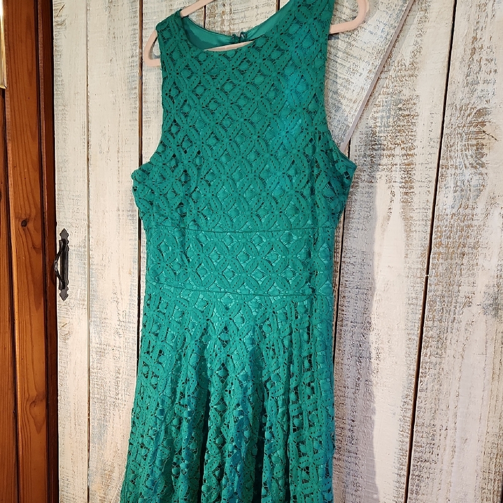 Tiana B. Turquoise Lace Midi Dress